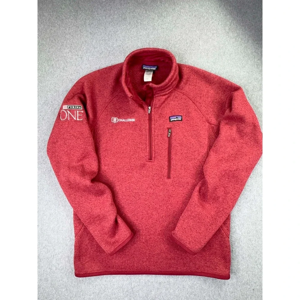 Patagonia Better Sweater Red 1/4 Zip Fleece Jacket Pullover Mens Size Small LOGO